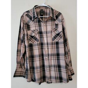 High Noon Western Pearl Snap Shirt Plaid Check Cowboy Long Sleeves Men S…‎